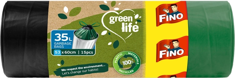 Drawstring bio trash bags 35 L green (15 pcs)