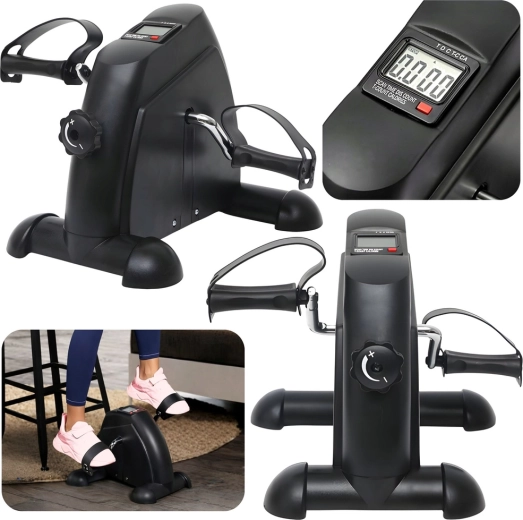 Reabilitacinis mini treniruoklis (minidviratis) 2in1 su LCD ekranu, juodas