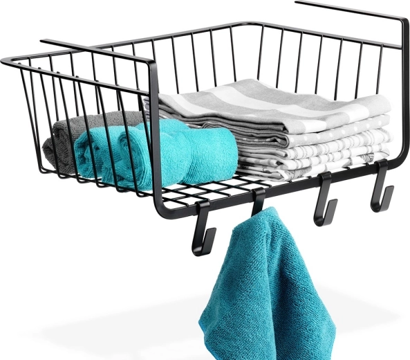 Hanging metal under-shelf basket, black 40.5 × 26 × 16 cm