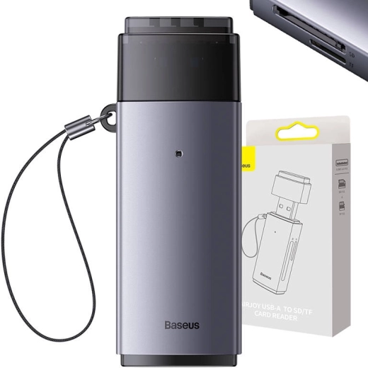 USB memory card reader for SD and TF – Baseus Lite, gray