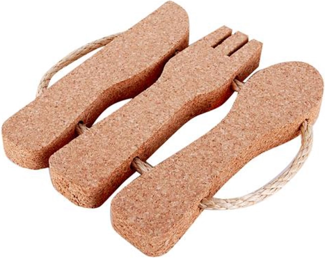 Cork trivet in the shape of cutlery 26 × 23 × 2.4 cm