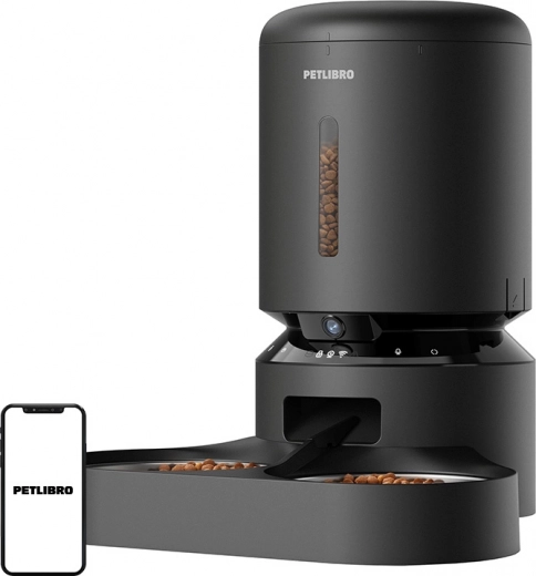 Petlibro Granary automatinė šėrykla su kamera ir dvigubu dubenėliu, 5 l (juoda)
