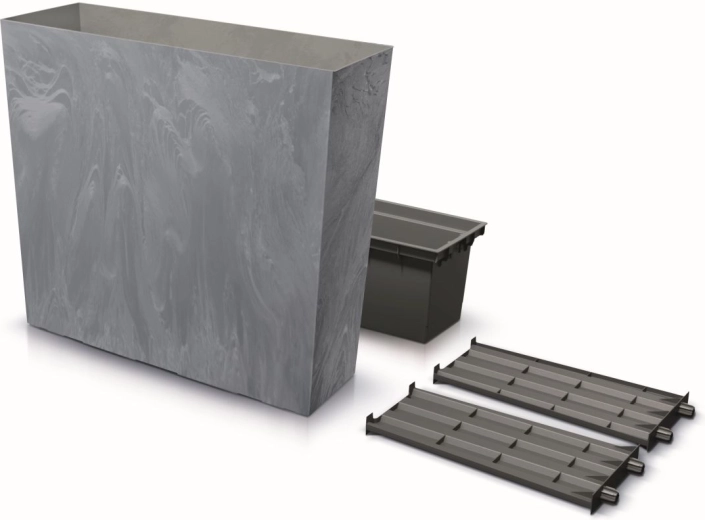 Tall planter with concrete effect URBI CASE T, marengo, 77 cm