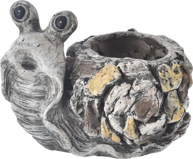 EBI ceramic flower pot in snail shape with stone look 30 × 23 × 23 cm