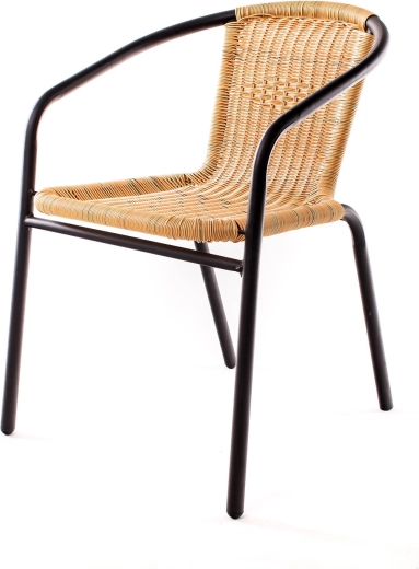 Garden chair made of PE rattan with steel frame, beige/black