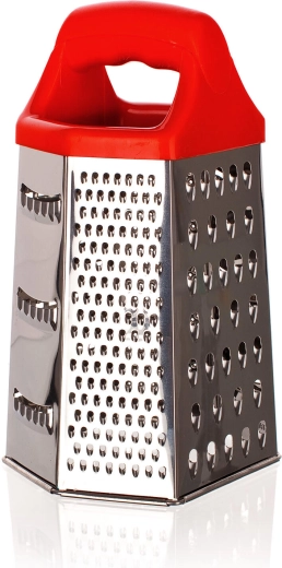Six-sided stainless steel grater with red handle CULINARIA 22.5 cm