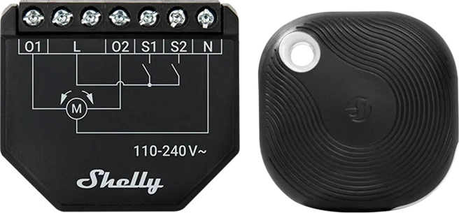 „WiFi“ žaliuzių ir roletų valdiklis Shelly Shutter su „Bluetooth“ mygtuku BLU Button Tough 1