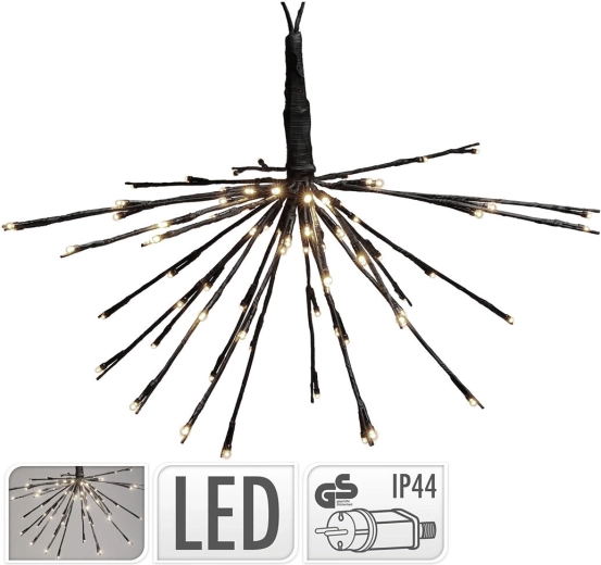 Pakabinama šviesos dekoracija 45 cm, 72 LED, šiltai balta, juoda