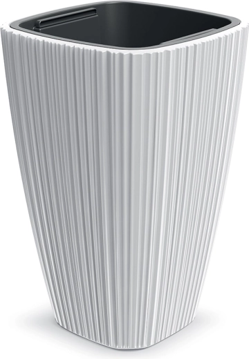 Oro Flower Pot 29 cm white with vertical grooves