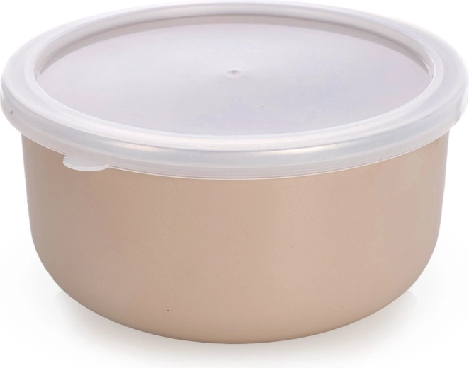 Enamel bowl with lid beige 16.5 cm, 1.3 l