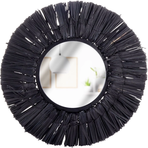 Juodas apvalus sieninis veidrodis Home Styling Collection 32 cm