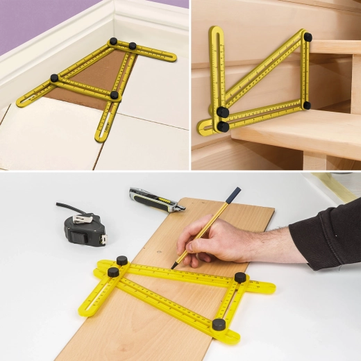 Plastic Four-Sided Ruler with Angle Copier