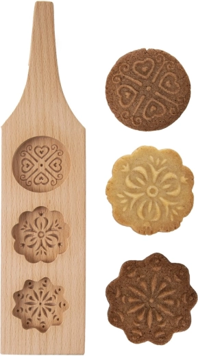 Wooden cookie cutter with embossed imprint, circle – variant 3