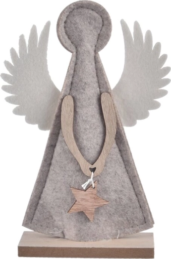 Felt and wooden angel with star, gray