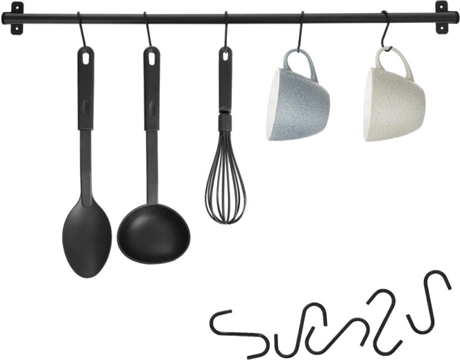 Black metal kitchen rail RADKA 78.5 cm