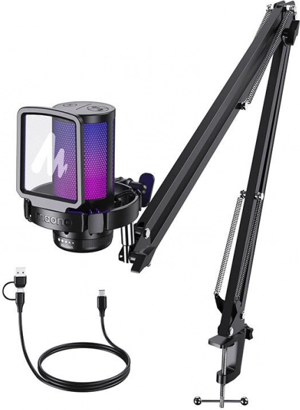 Žaidimų USB mikrofonas Maono DGM20S su laikikliu (svirtimi) ir RGB apšvietimu
