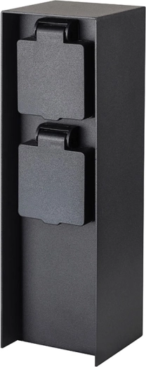 Solight outdoor electrical pillar IP44 with 2 sockets, black