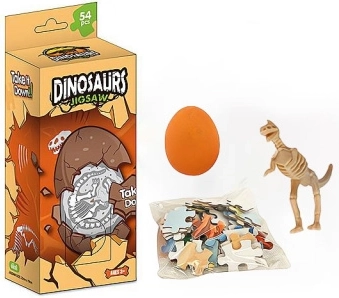 30 dalių dėlionė „Dinozauras“ ir kiaušinis su skeletu