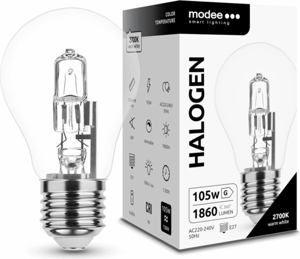 Modee halogen bulb Classic A55 105 W E27, 1860 lm, warm white, dimmable