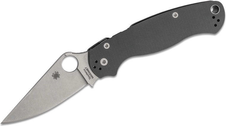 Kišeninis peilis Spyderco Para Military 2 Maxamet, 8,7 cm, stonewash, pilkas, G10