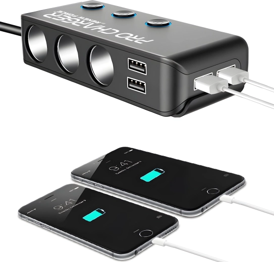 4× USB įkrovimas, įskaitant Quick Charge 3.0 ir Power Delivery