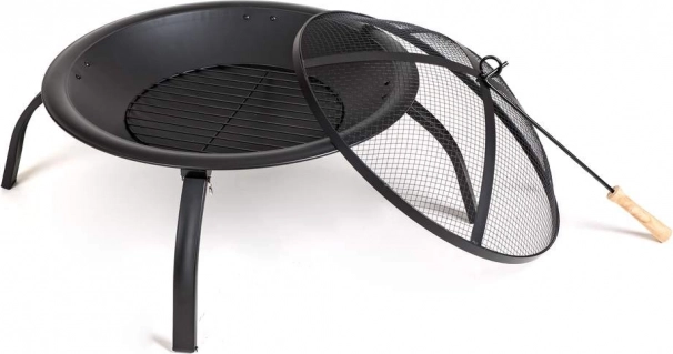 Sodo metalinis laužavietės dubuo su dangčiu 55 cm