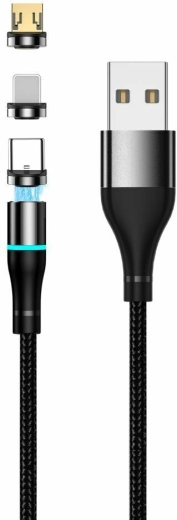 Setty magnetic USB cable 1 m, 2 A, nylon, black
