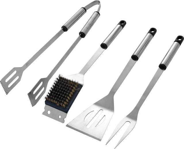 Stainless steel grill tool set, 4 pieces