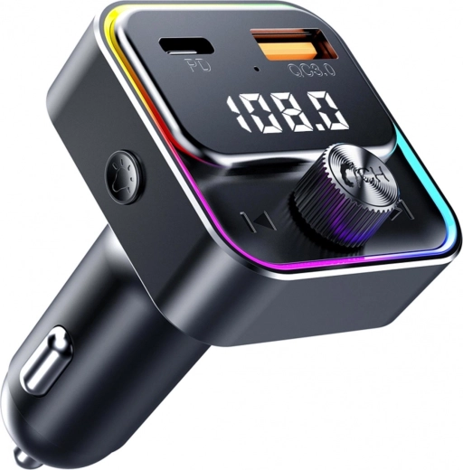 FM Bluetooth siųstuvas automobiliui SWM 3000 su USB-A ir USB-C, PD ir QC 3.0, valdymas balsu – 1 vnt.