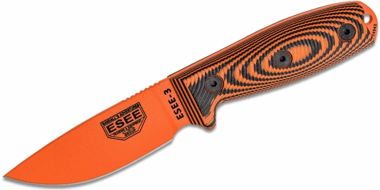 ESEE Model 3 3D Orange survival knife 8.8 cm, G10, black-red, black sheath