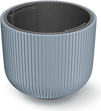 Milly planter with insert 24 cm – light grey, ribbed plastic
