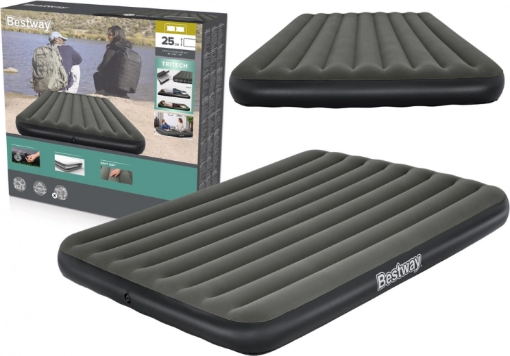 Bestway pripučiamas čiužinys „Queen“ Tritech Air 203 × 152 × 25 cm, dvigulis