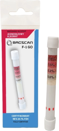 Disposable chemical breathalyzer BACscan F-1 GO