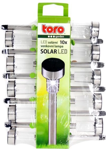 Saulės energija maitinami LED sodo šviestuvai, rinkinys 10 vnt.