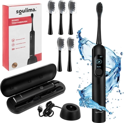 Sonicinis elektrinis dantų šepetėlis SOULIMA X800, juodas