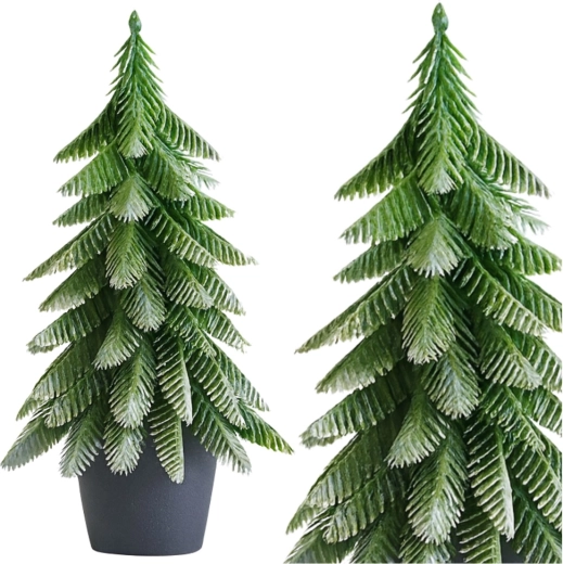 Decorative artificial Christmas tree in a planter, silver accents 22 × 10 cm