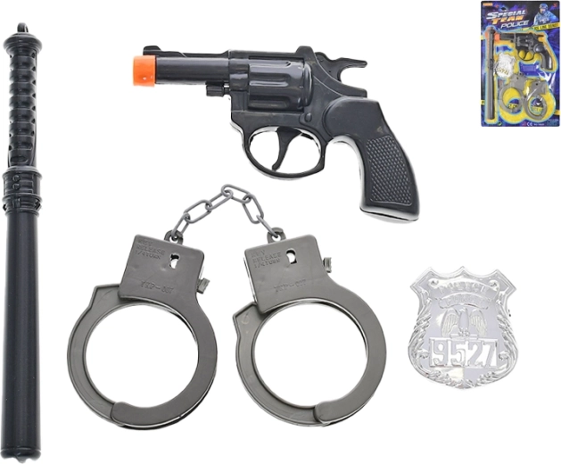 Police Toy – Set with Cap Gun and Accessories, 4 pcs