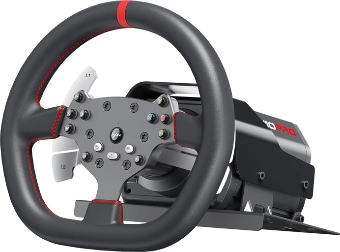 Ergonomic D-shaped wheel with 17 buttons and F1 paddles