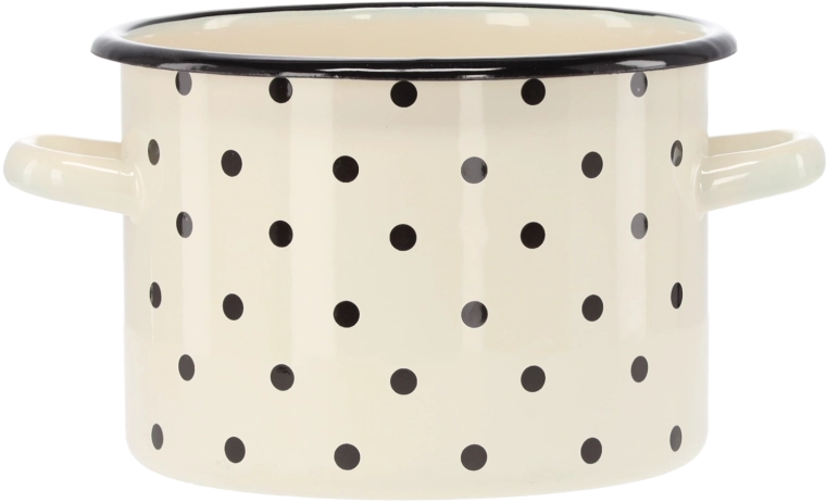 Enamel pot 3 l 18 cm white with polka dots