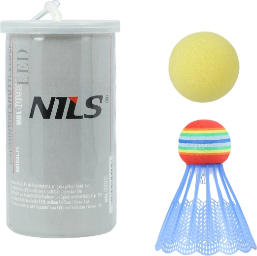 Badmintono plunksnelė ir putplasčio kamuoliukas su LED NILS NBL6092