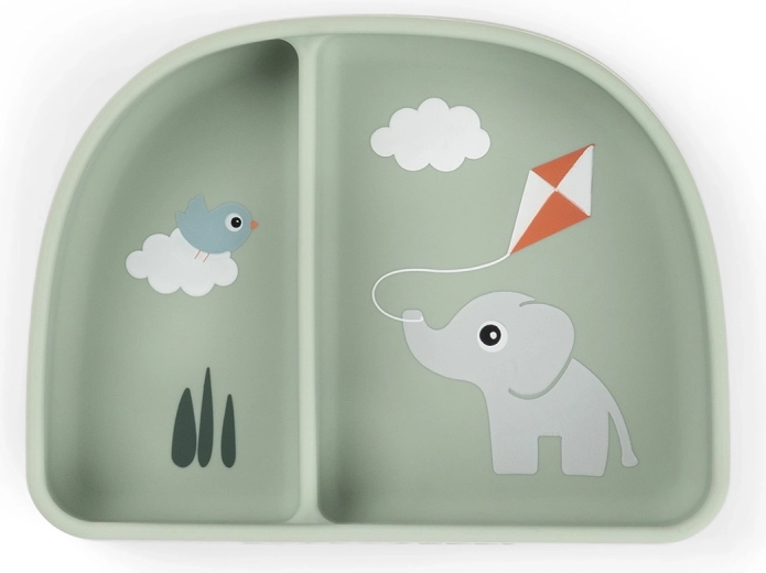 Done by Deer siurbtukinis dubenėlis su skyriais Stick&Stay Playground, žalias