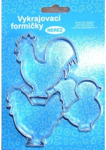 Velykinis nerūdijančio plieno sausainių formelių rinkinys – višta, viščiukas ir gaidys