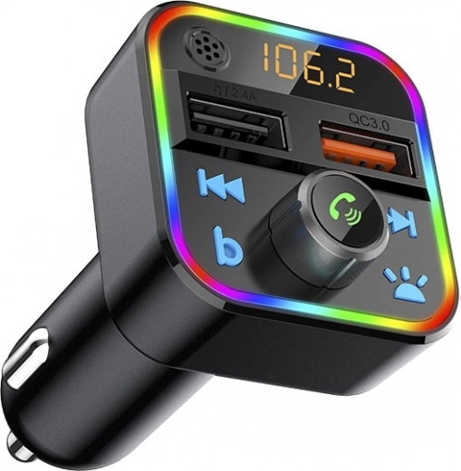 FM siųstuvas BLOW su Bluetooth 5.1, QC3.0, RGB apšvietimu