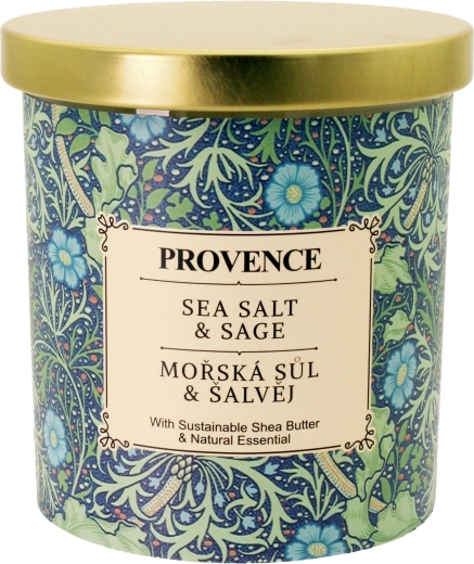 Scented candle in glass sea salt and sage