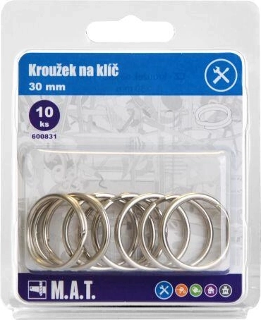 Key ring 30 mm nickel – set of 10 pcs