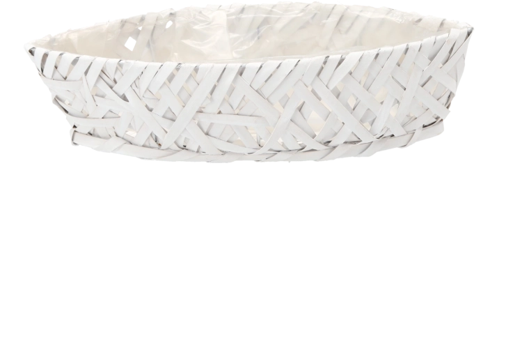 Wooden decorative flowerpot cover in the shape of a boat, white, 58 × 23 × 12 cm
