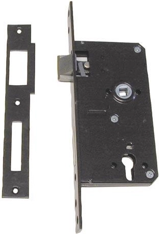Gate lock with gearbox, 90 mm spacing, cylinder insert