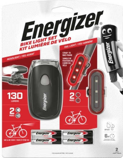 Energizer front and rear bike light set, 4× AAA