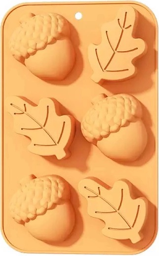 Silikoninė kepimo forma kankorėžio ir lapo motyvu, oranžinė 27 × 17 × 3 cm – 1 vnt.