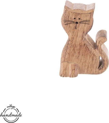 Wooden Cat Decoration – Mango Wood “Micka” 10 cm